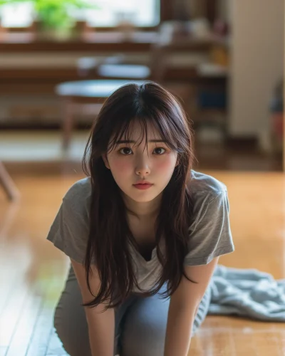 Young Japanese Woman Cleaning