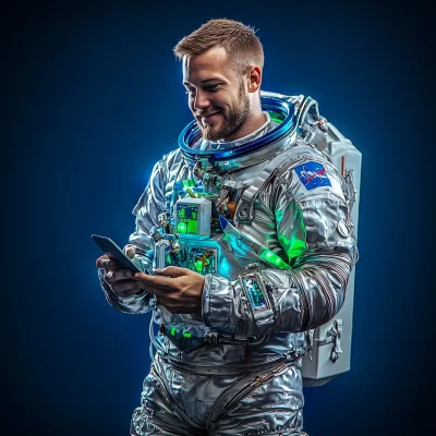 Astronaut with Phone