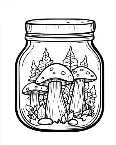 Kawaii Forest in a Jar Coloring Page