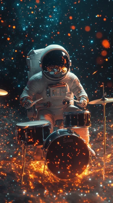 Astronaut Drummer in Space