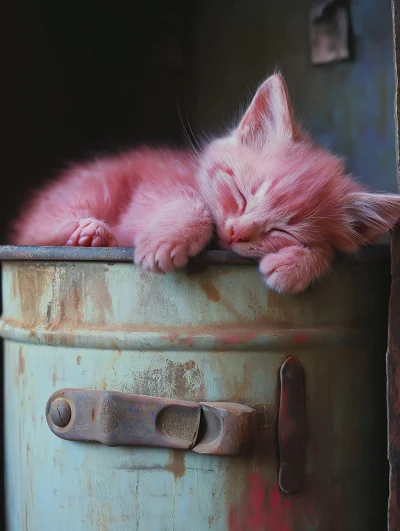 Sleeping Pink Kitten