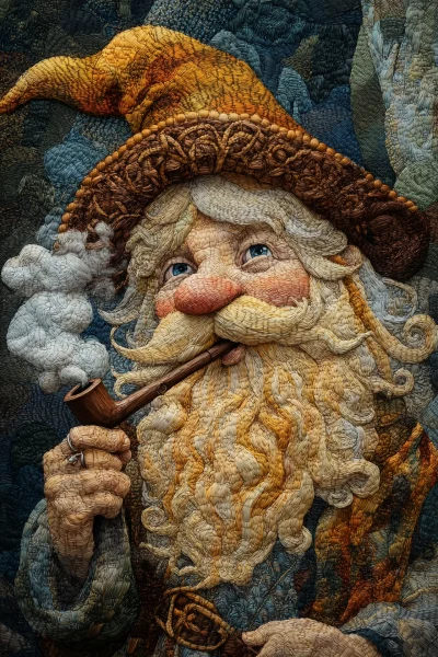 Magical Gnome in Fantasy Tapestry