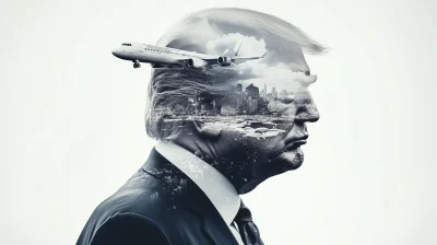 Double Exposure of DJT with Airplane