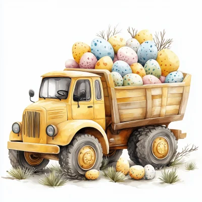 Easter Digger Truck Clipart