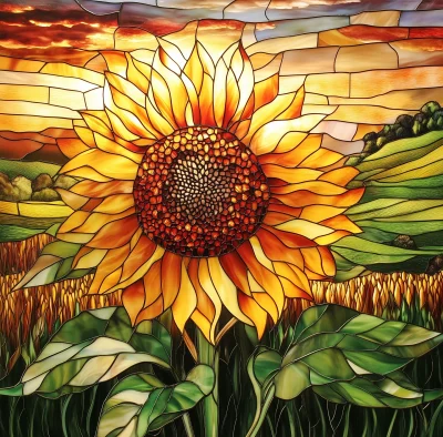 Stained Glass Sunflower