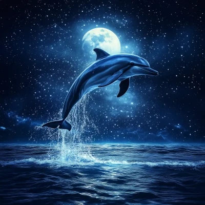 Moonlit Dolphin Leap