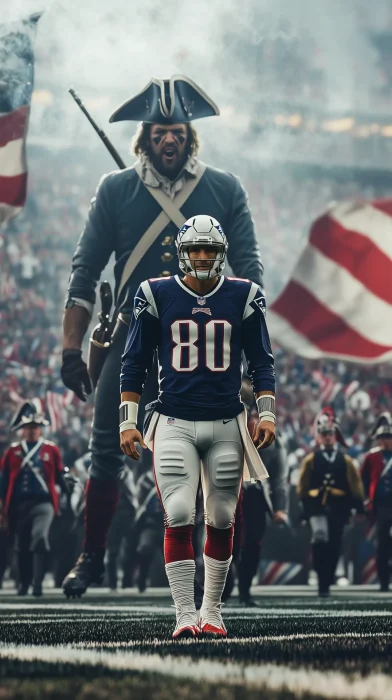 Patriots Player and Revolutionary Soldier