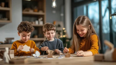 Family Crafting Holiday Decorations