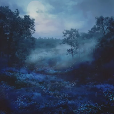 Misty Forest at Night