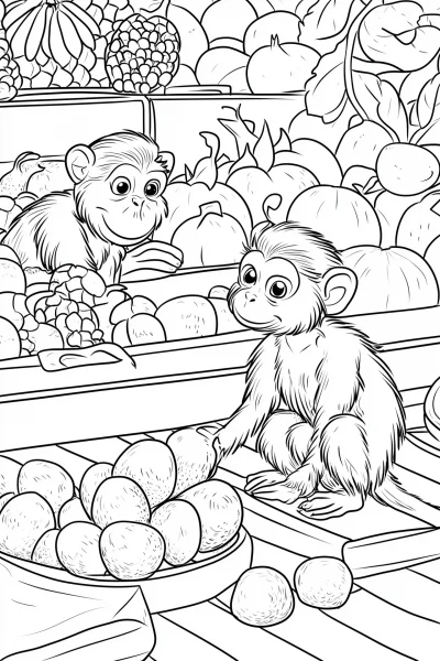 Macaques at the Fruit Market