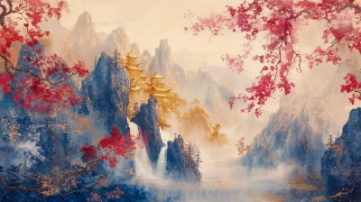 Colorful Plum Blossom in Snow