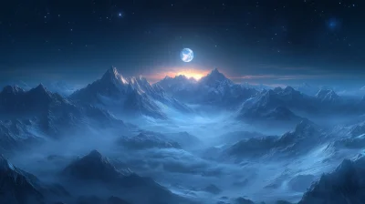 Starry Night Over Snowy Peaks