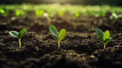 Spring Seedlings in Dew