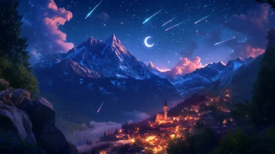 Nighttime Mountain Landscape