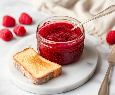 Jar of Raspberry Jam with Toast