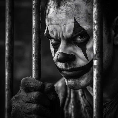 Angry Clown Behind Bars