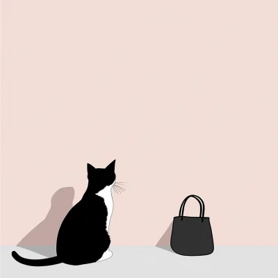 Minimalist Cat on Pink Background