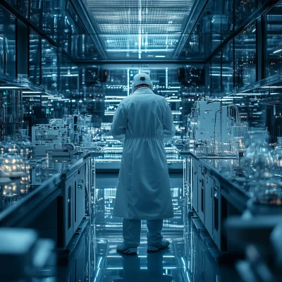 Futuristic Scientist in Lab