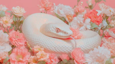 Sparkling Snake among Flowers