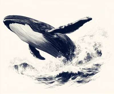 Whale Jumping Over Waves