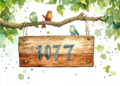 Wooden Sign with Birds