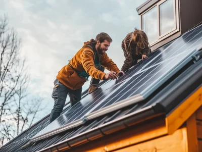 Couple Installing Solar Panels