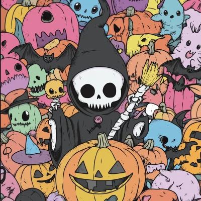 Kawaii Halloween Coloring Book Cover