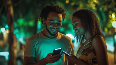 Joyful conversation in the park