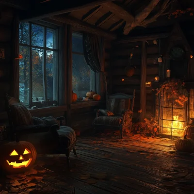 Halloween Cabin Scene