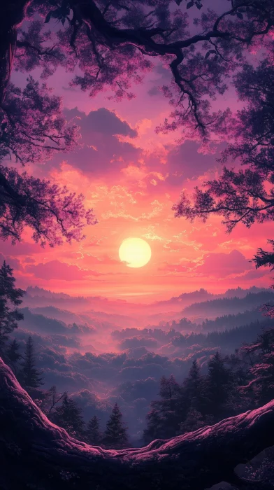 Sunset Over the Forest