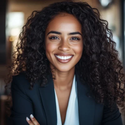 Beautiful biracial woman in business suit