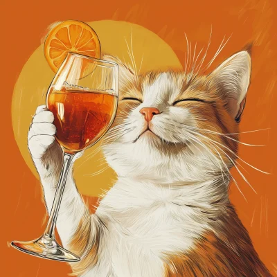 Relaxing Cat with Aperol Spritz