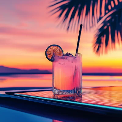 Mai Tai Cocktail at Sunset