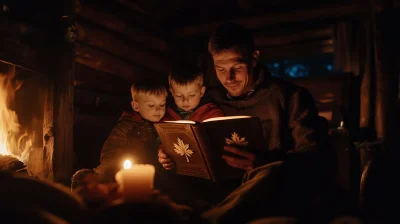 Father Reading to Children