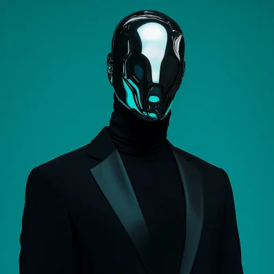 Futuristic Chrome Mask Portrait