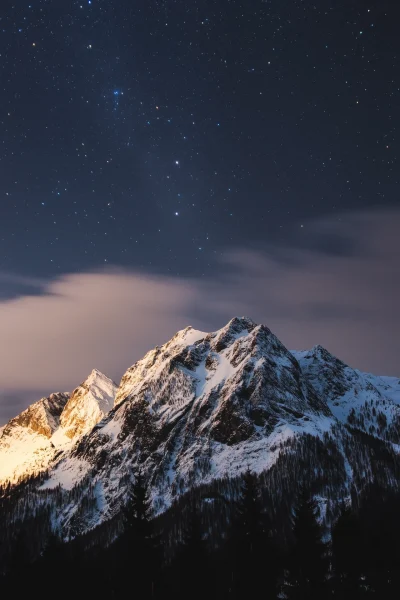 Snowy Night Mountain