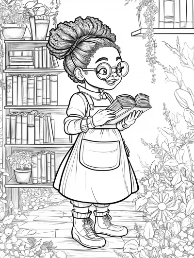 Steampunk Dwarf Girl in Library