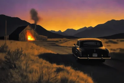 Montana Sunset with Rolls Royce