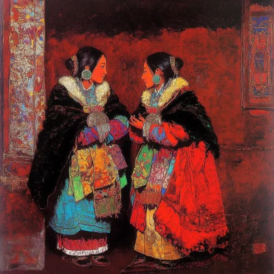 Tibetan Women in Traditional Attire