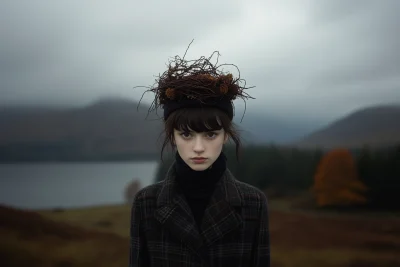 Mountain Portrait with Flower Wreath