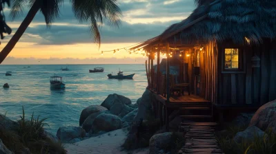 Seaside Shack at Sunset