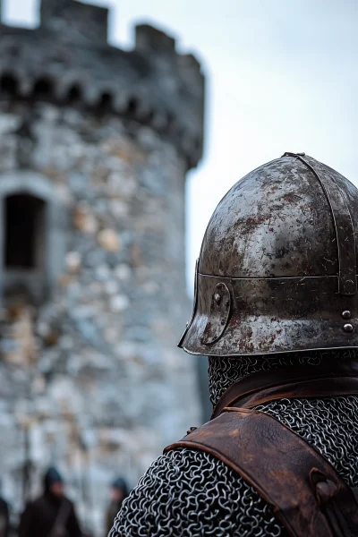 Medieval Soldier in Watchtower