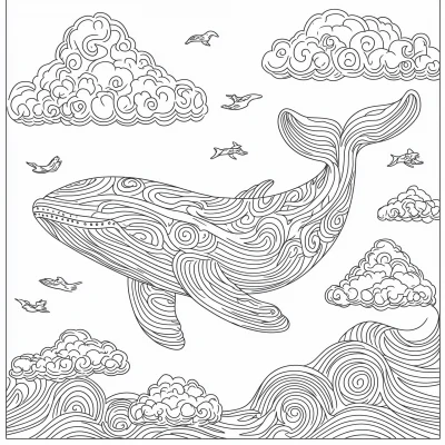 Sacred Whale Coloring Page