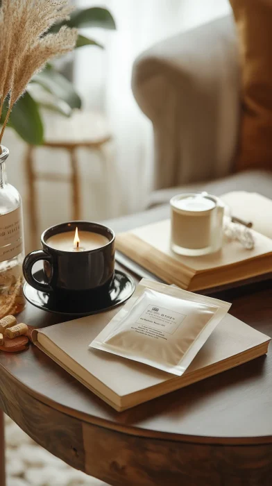 Flat White Sachet on Coffee Table