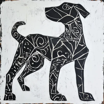 Block Print Style Dog