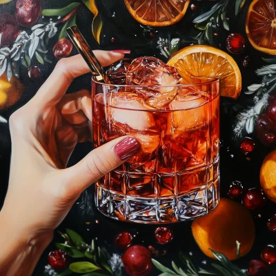 Elegant Negroni Glass Advertisement