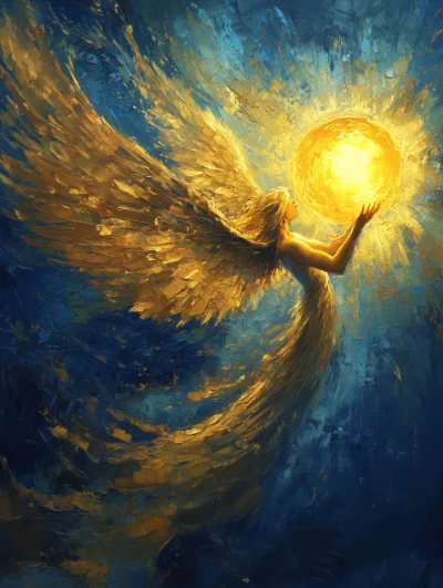 Golden Angel in Flight