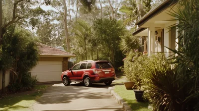 Suburban Home with Subaru