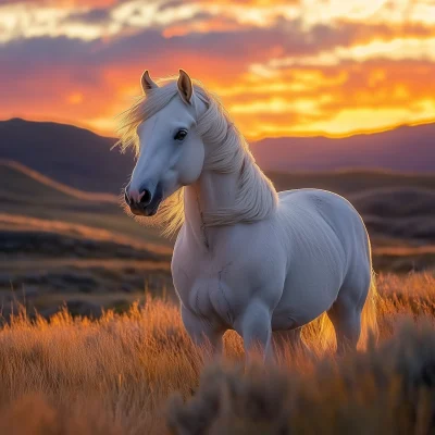 Wild Stallions at Sunset