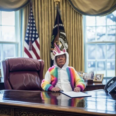 US President in a Unicorn Onesie